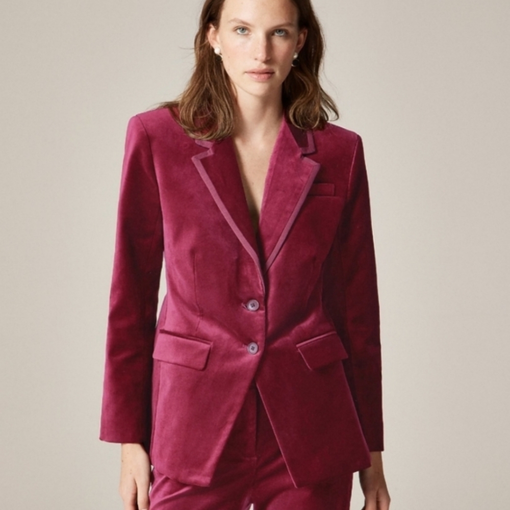 J Crew Madelyn blazer in velvet CP832 Size 2 Burgundy NWT
